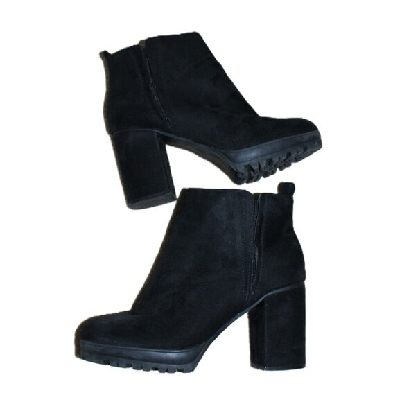 ASOS New Look Black Suedette Chunky Chelsea Boots - Size US 10 (Wide Fit) - Picture 7 of 8